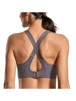 SYROKAN High Impact Criss Cross Sports Bras for Women High Neck Wirefree Full Coverage Padded