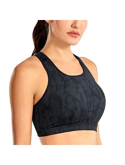 SYROKAN High Impact Criss Cross Sports Bras for Women High Neck Wirefree Full Coverage Padded