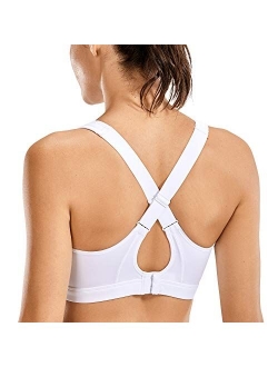 SYROKAN High Impact Criss Cross Sports Bras for Women High Neck Wirefree Full Coverage Padded