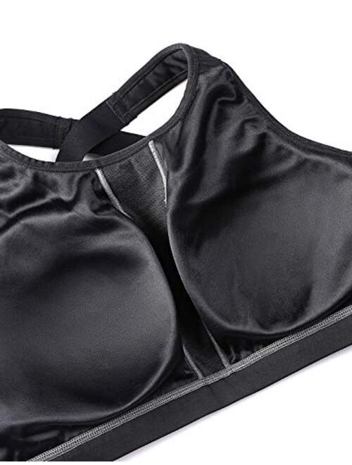 SYROKAN High Impact Criss Cross Sports Bras for Women High Neck Wirefree Full Coverage Padded