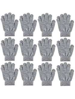 Cooraby 12 Pairs Kid's Winter Magic Gloves Children Stretchy Warm Magic Gloves Boys or Girls Knit Gloves