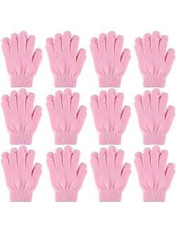 Cooraby 12 Pairs Kid's Winter Magic Gloves Children Stretchy Warm Magic Gloves Boys or Girls Knit Gloves