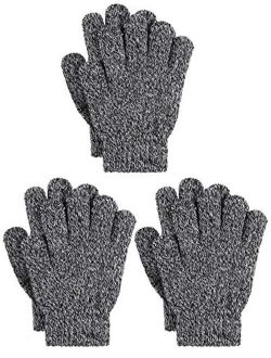 Cooraby 3 Pairs Kid's Winter Gloves Thick Cashmere Warm Knitted Gloves Children Cold Weather Gloves