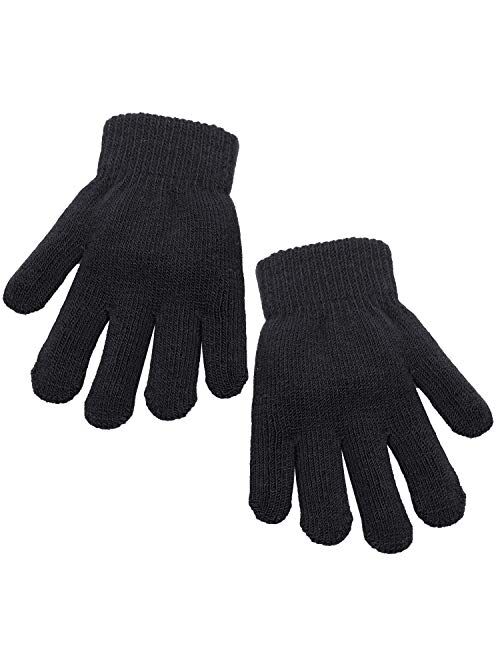 Cooraby Kids Gloves Thick Winter Knitted Gloves Stretchy Full Fingers Gloves Mitten for Boys and Girls