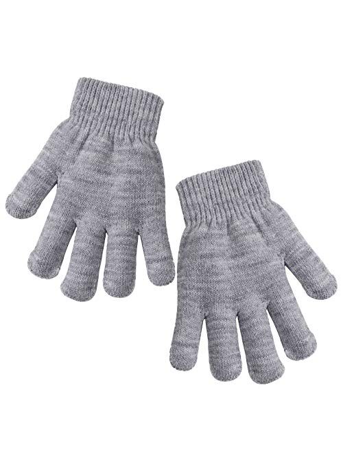 Cooraby Kids Gloves Thick Winter Knitted Gloves Stretchy Full Fingers Gloves Mitten for Boys and Girls