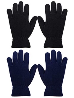 Cooraby 2 Pairs Kids Winter Gloves Polar Fleece Warm Gloves for Winter Cold Weather Supplies