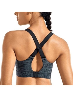 SYROKAN Women's High Impact Padded Sports Bra Full Coverage Underwire Gym Racerback Workout Bras