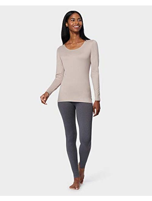 32 DEGREES Heat Womens Lightweight Thermal Baselayer Long Sleeve Scoop Top, Sandstone Heat Womensher