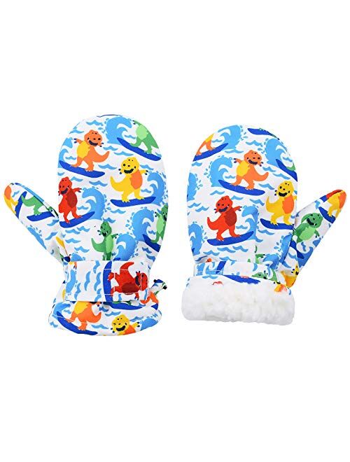 American Trends Lined Fleece Toddler Mittens Kids Winter Warm Gloves Child Ski Gloves Waterproof Snow Baby Mitten for Boys Girls