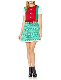 Juniors' Christmas Naughty Santa Suit Tunic Sweater Dress