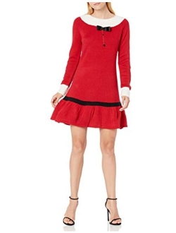 Juniors' Christmas Naughty Santa Suit Tunic Sweater Dress