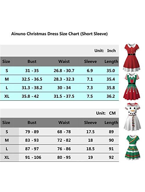 Ainuno Ugly Christmas Dress for Women Red Green Print Holiday Dresses for Xmas