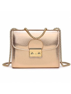 Women's Push Lock Evening Bags Wedding Purses Cocktail Prom Handbags Party Clutch Crossbody bag with Chain Strap