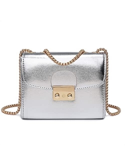 Women's Push Lock Evening Bags Wedding Purses Cocktail Prom Handbags Party Clutch Crossbody bag with Chain Strap