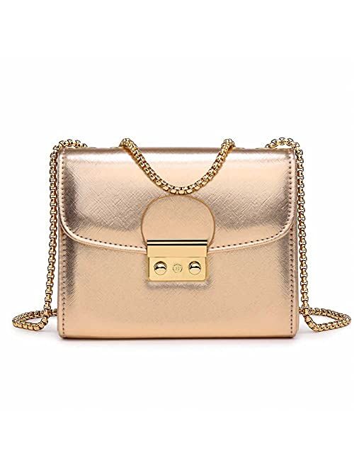 DASEIN Women's Push Lock Evening Bags Wedding Purses Cocktail Prom Handbags Party Clutch Crossbody bag with Chain Strap