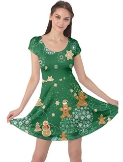 CowCow Womens Winter Christmas Tree Santa Deer Xmas Vintage Snowman Short Sleeve Dress, XS-5XL