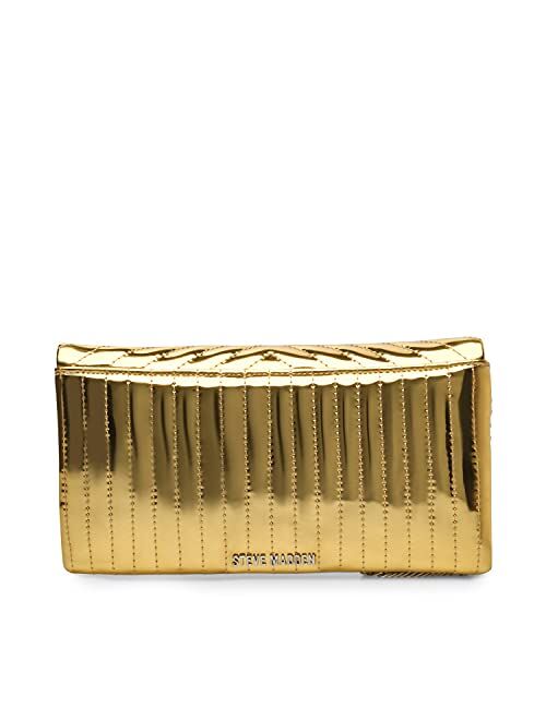 Steve Madden SIRI Chevron Quilted Clutch, Gold