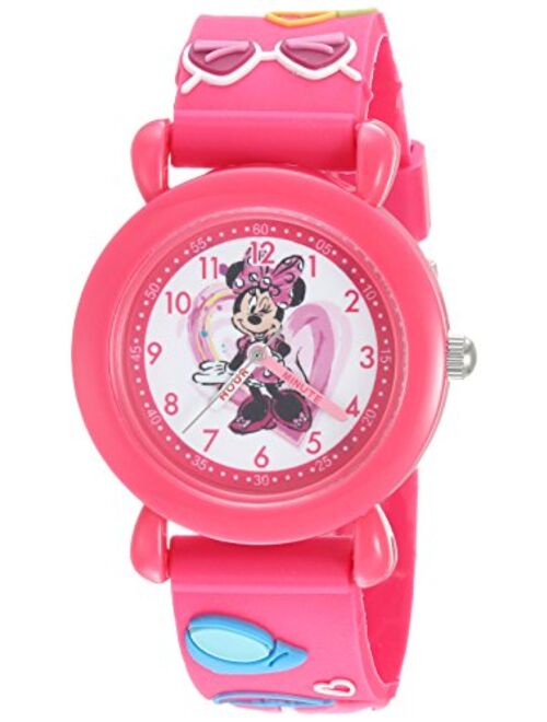 Disney Girls Minnie Mouse Analog-Quartz Watch with Plastic Strap, Pink, 16 (Model: WDS000388)