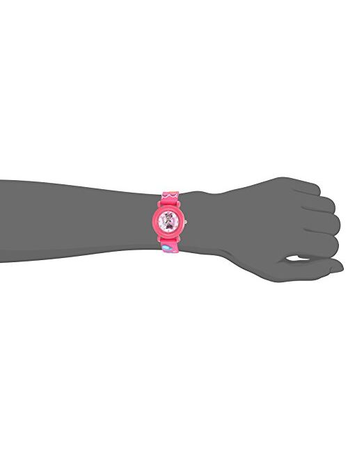 Disney Girls Minnie Mouse Analog-Quartz Watch with Plastic Strap, Pink, 16 (Model: WDS000388)