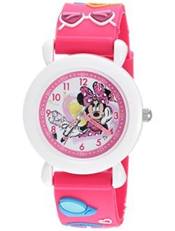 Girls Minnie Mouse Analog-Quartz Watch with Plastic Strap, Pink, 16 (Model: WDS000390)