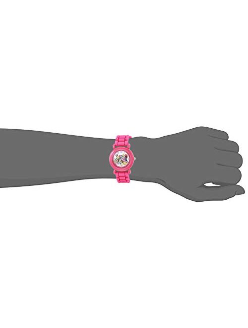 Disney Girls' Princess Analog Quartz Watch with Silicone Strap, Pink, 16 (Model: WDS000854)