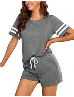 Womens Pajamas Set Short Sleeve Top and Shorts 2 Piece Pjs Soft Loungewear Sleepwear with Pockets