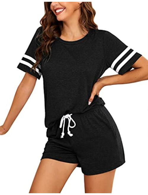 Buy Hotouch Womens Pajamas Set Short Sleeve Top and Shorts 2 Piece Pjs ...
