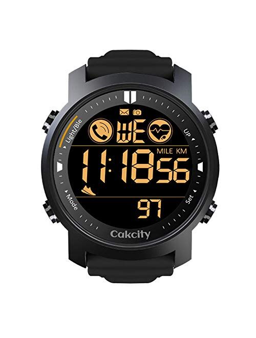 CakCity Mens Digital Sport Watches for Men Wrist Watches with Heart Rate, Pedometer, Steps Tracker