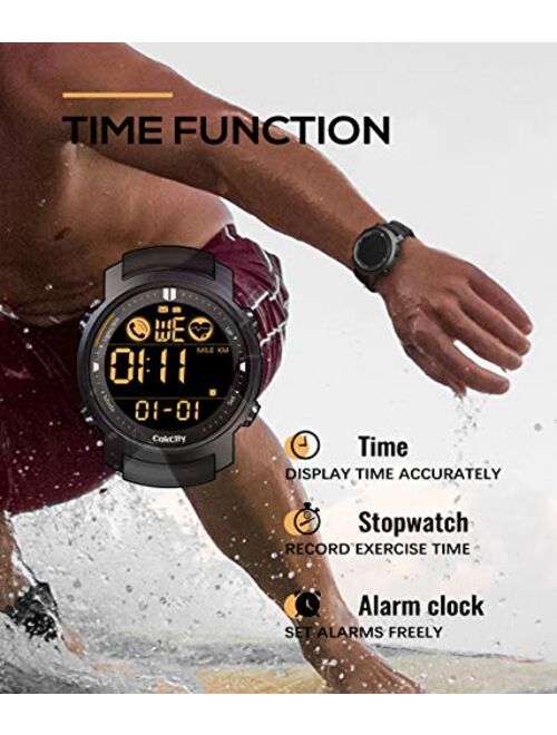 CakCity Mens Digital Sport Watches for Men Wrist Watches with Heart Rate, Pedometer, Steps Tracker