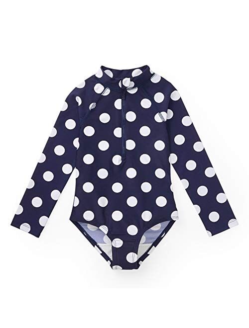 Hope & Henry Girls' Long Sleeve Rash Guard Swimsuit with Zipper