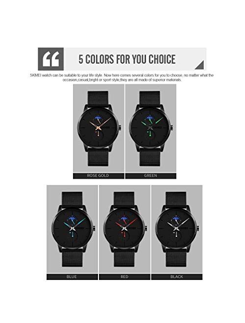 SKMEI Wrist Watch for Men Women, Fashion Waterproof Quartz Analog Watch with Time Date, Rectangle Dial Business Dress Hand Watch for Couple