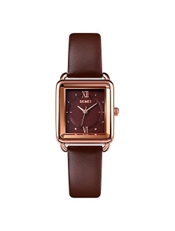 Women Watch, Leather Elegant Rectangle Wrist Watch for Lady Girls, Analog Quartz Waterproof Watches for Women