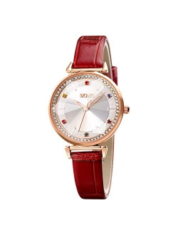 Women Watch, Leather Elegant Wrist Watch for Lady Girls, Analog Quartz Waterproof Watches for Women