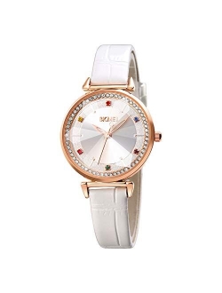 Women Watch, Leather Elegant Wrist Watch for Lady Girls, Analog Quartz Waterproof Watches for Women