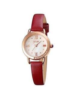 Women Watch, Leather Elegant Wrist Watch for Lady Girls, Analog Quartz Waterproof Watches for Women