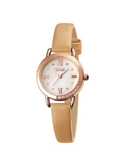 Women Watch, Leather Elegant Wrist Watch for Lady Girls, Analog Quartz Waterproof Watches for Women