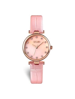 Women Watch, Leather Elegant Wrist Watch for Lady Girls, Analog Quartz Waterproof Watches for Women