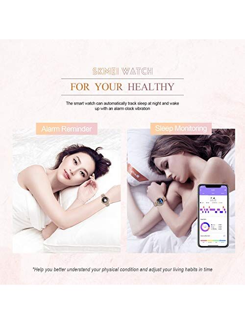 SKMEI Smart Watch for Women, Smart Watches for Android iPhones with Female Function, Waterproof Fitness Activity Tracker with Heart Rate Blood Pressure Monitor Call Remin