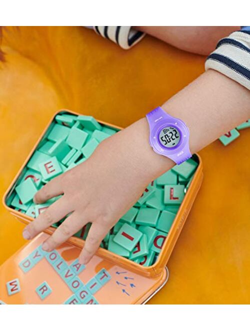 Olazone Kids Digital Watch Girls Boys Sports 7-Color Flashing Light Water Resistant 100FT Alarm Age 7-10