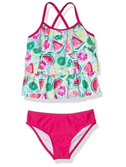 Girls' Flounce Ruffle Tankini Two Piece Bikini Set