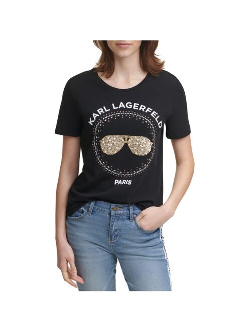 Karl Lagerfeld Sequin Sunglass Tee