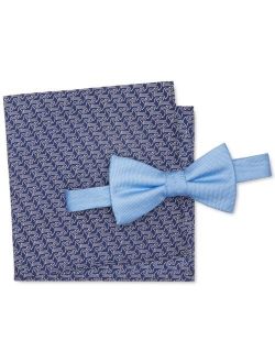 Men's Solid Bow Tie & Flamingo Pocket Square