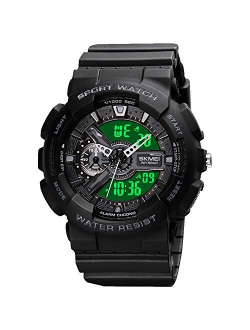 SKMEI Unisex Digital Sports Watch, 50 Meters Waterproof Personality Street Elements Luminous Engraving LED Digital Waterproof Watch