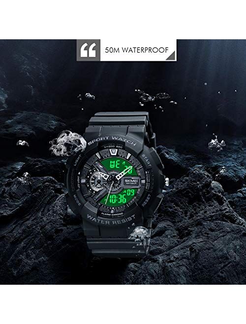 SKMEI Unisex Digital Sports Watch, 50 Meters Waterproof Personality Street Elements Luminous Engraving LED Digital Waterproof Watch