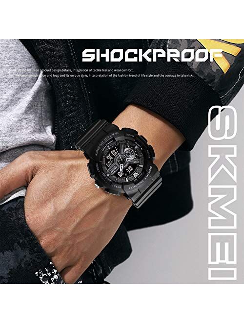 SKMEI Unisex Digital Sports Watch, 50 Meters Waterproof Personality Street Elements Luminous Engraving LED Digital Waterproof Watch