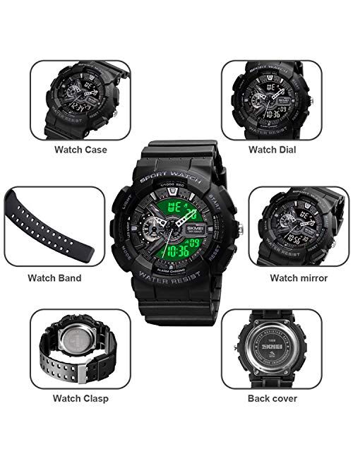 SKMEI Unisex Digital Sports Watch, 50 Meters Waterproof Personality Street Elements Luminous Engraving LED Digital Waterproof Watch