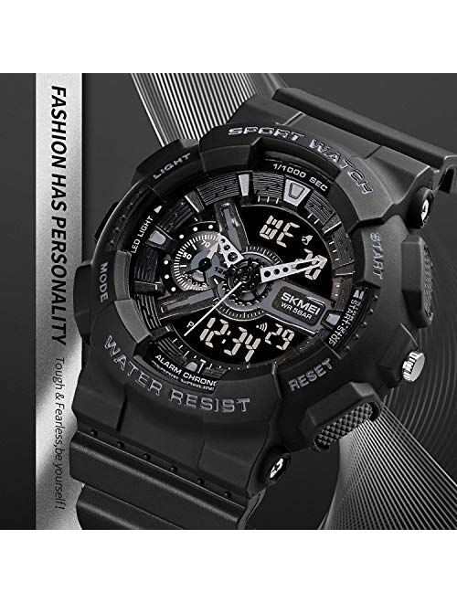 SKMEI Unisex Digital Sports Watch, 50 Meters Waterproof Personality Street Elements Luminous Engraving LED Digital Waterproof Watch