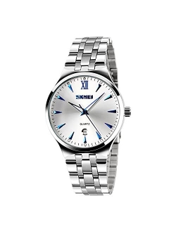 Men's Brand Luminous Business Watch Waterproof Stainless Steel Band Date Display Quartz Wristwatch