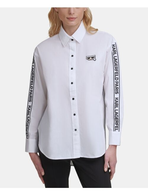 Karl Lagerfeld Striped Logo Taped Shirt