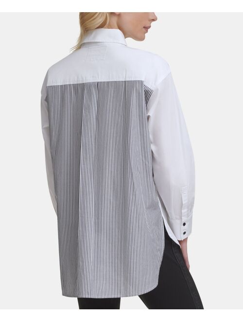 Karl Lagerfeld Striped Logo Taped Shirt